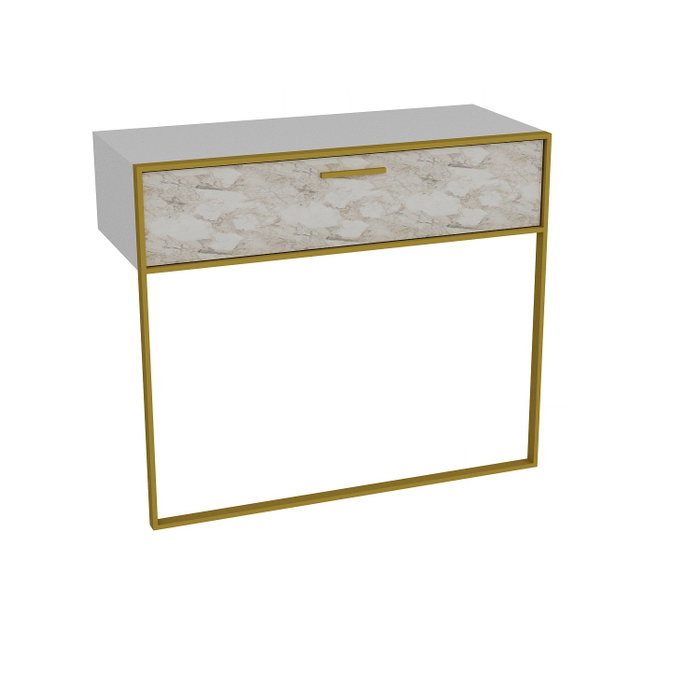 Hanah Home Polka - Aparador Blanco con Patrón de Mármol Dorado Hanah Home Polka - Aparador Blanco con Patrón de Mármol Dorado